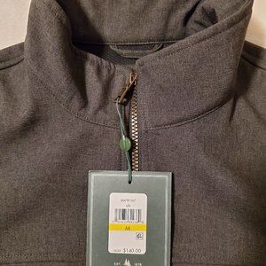 $140 G.H. Bass & Co Dark Taupe Solid Full Zip Jacket Medium
